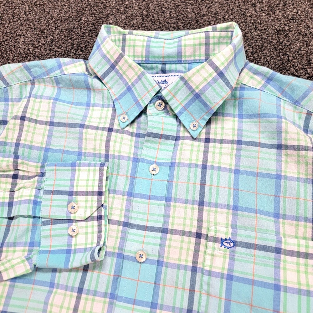 Southern Tide Shirt Mens Large Blue Plaid Classic Fit Lightweight Preppy Casual